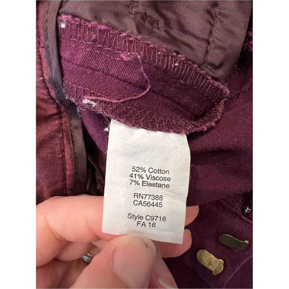J.Crew Stretch Slim Ankle Pants Burgundy Plum Career Work Office Size US 2